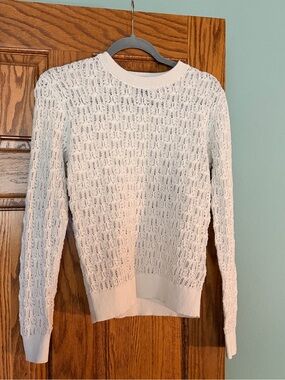 Zara Cream Open-Knit Crew Sweater